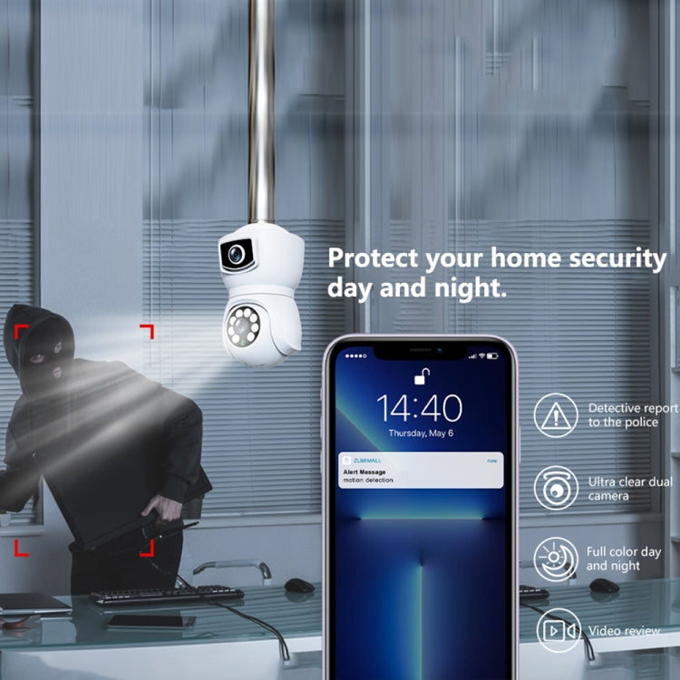 DP41 Bulb-type Dual-lens Motion Tracking Smart Camera Supports Voice Intercom, DP41 (White), DP41 (Black) DP41 Bulb-type Dual-lens Motion Tracking Smart Camera Supports Voice Intercom, DP41 (White), DP41 (Black)